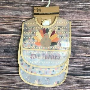 3 Chickpea Thanksgiving bib set waterproof plastic